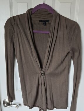 Banana Republic Taupe Shawl-Collar Single-Button Cardigan
